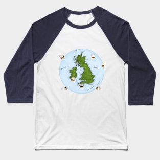 Great Britain Map With Sailing Ships Baseball T-Shirt